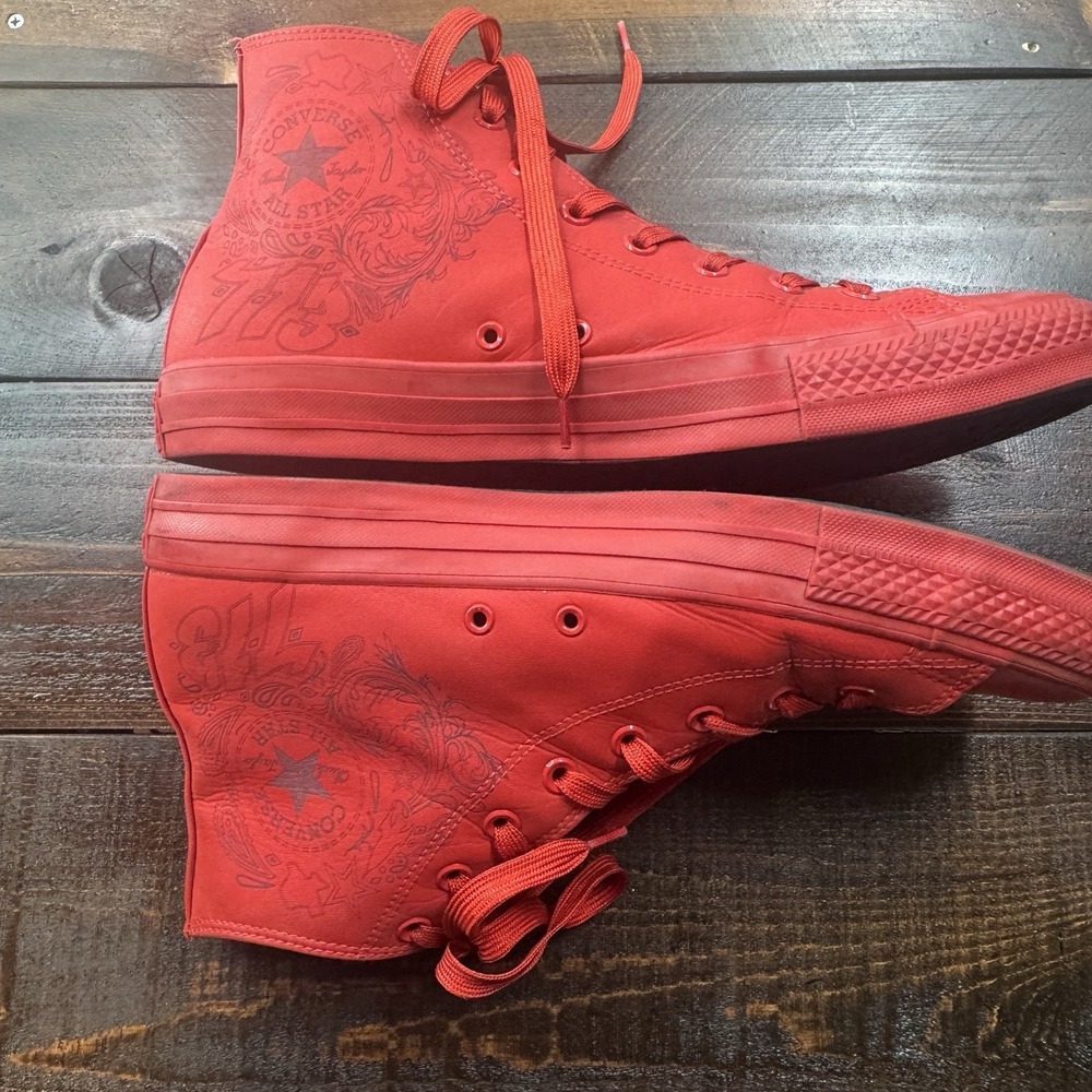 Chuck Taylor Converse High Top Sneaker Laser Tec Tuff Engraved H-Town Mens 12 - Picture 6 of 16